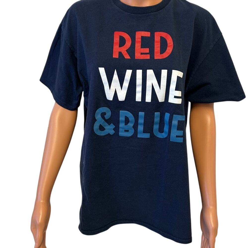 Delta Navy t-shirt women's large Red Wine & Blue